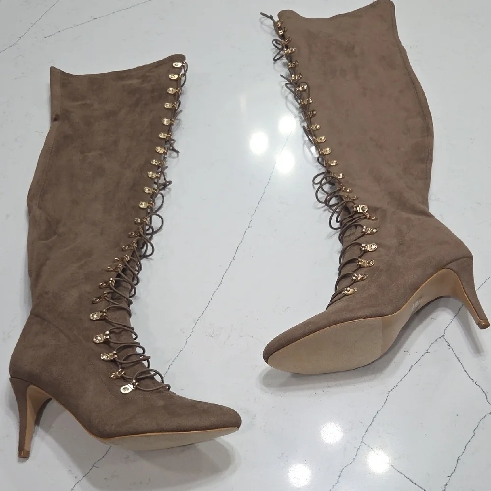 Elegant Tan Over-the-Knee Boots Sz 9.5 New Without Tag Or Box